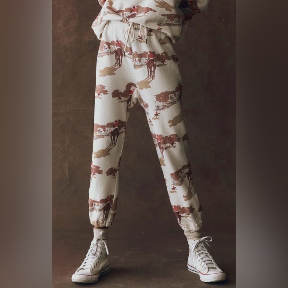 THE GREAT. The Stadium Sweatpant in Riding Horses Print XS Size 0 NWT